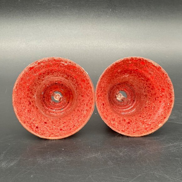 Vintage Christmas Ornaments Plastic Bell Set Of 2 Red Glitter Mid Century Modern - Picture 5 of 8